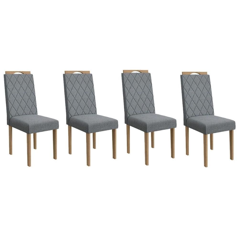 Cadeira de Cozinha 2CAD153EA Kit 4 Un Eucalipto Linho Cinza A018 - Kappesberg