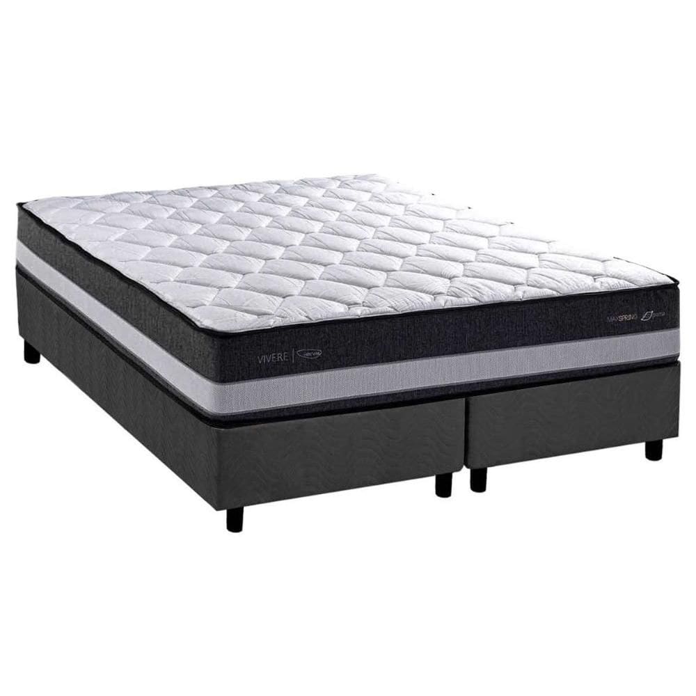 Cama Box King: Colchão Molas Bonnel Herval Maxspring Minsque C1625 + Base CRC Suede Gray (193x203x27)