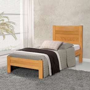 Cama com Colchão Solteiro Lara Madeira Maciça - Imbuia