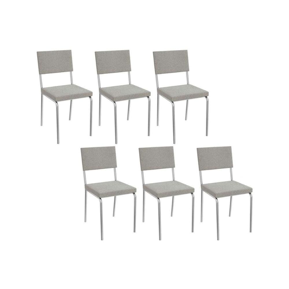 Cadeira de Cozinha Zaria 2C128 Kit 6 Un Cromado - Boucle Cinza - Kappesberg