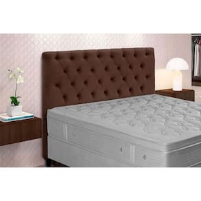Painel de Cama Box Estofada Casal Embaixatriz Plus Suede Marrom Chocolate - Simbal