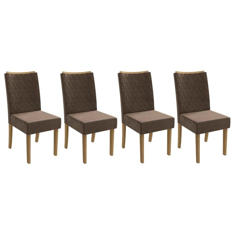 Cadeira de Cozinha 2CAD129FR Kit 4 Un Freijo/Suede Marrom A033 - Kappesberg