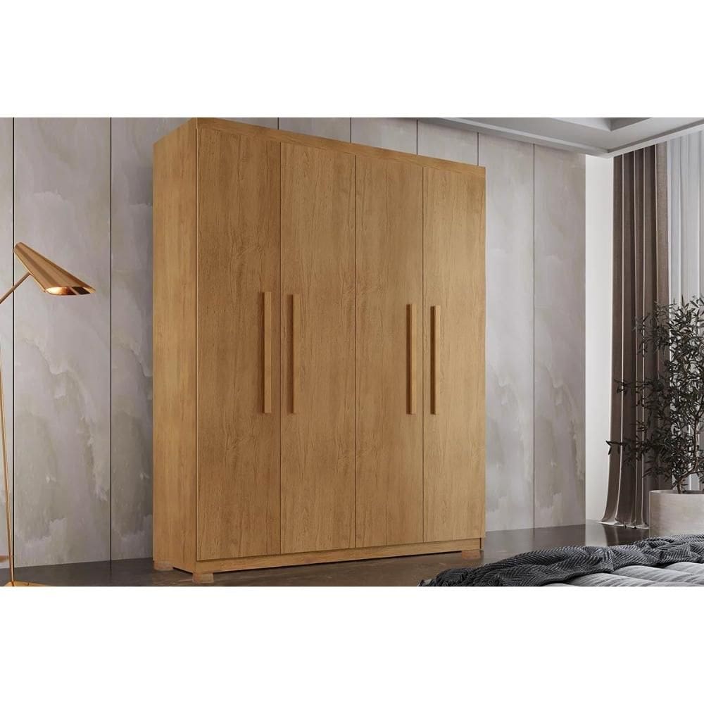 Guarda Roupa 4 Portas e 2 Gavetas c/ Pés Espanha Naturale - Rufato