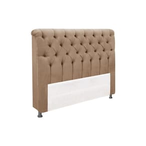 Painel de Cama Box Estofada Casal Imperatriz Plus Suede Bege - Simbal