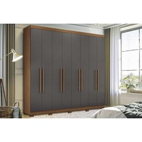 Guarda Roupa 8 Portas e 4 Gavetas c/ Pés Master New 8.4 Jatobá/Grafite - Santos Andirá