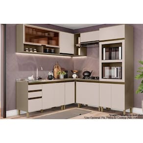 Kit de Cozinha Completa 9 Peças Connect (3Aéreos+3Balcões+1Paneleiro+2Complementos) C6P01 Duna/Cristal - Henn