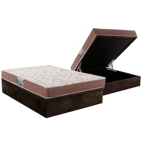 Conjunto Box Baú Casal: Colchão Espuma Herval Compact AG 65 / Durabilli Bordado Double Side + Base CRC Suede Brown (138x188)
