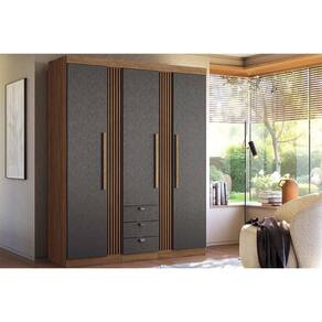 Guarda Roupa 3 Portas e 3 Gavetas Aurora 3.3 Jatobá/Grafite - Santos Andirá