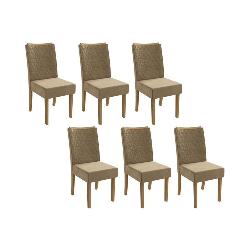 Cadeira de Cozinha 2CAD129FR Kit 6 Un Freijo/Suede Bege A036 - Kappesberg