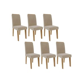 Cadeira de Cozinha Taís Kit 6 Un Savana/Nature-Suede Nude Bege - Cimol
