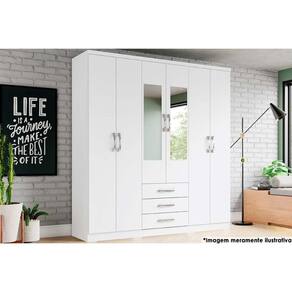 Guarda Roupa 6 Portas (2 c/ Espelho) e 3 Gavetas Caju DA136 Branco - Henn