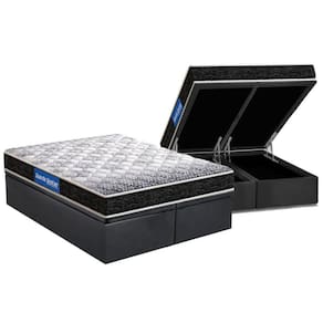 Cama Box Baú Queen: Colchão Molas Ensacadas Probel D23 Guarda Costas Super Resistente + Base CRC Suede Gray (158x198)