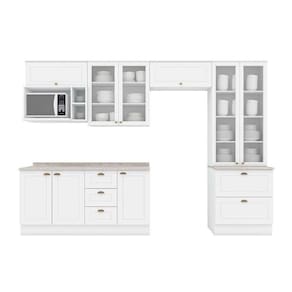 Kit de Cozinha Completa 9 Peças Americana (4Aéreos+2Balcões+1Paneleiro+2Complementos) C5P53 Branco - Henn