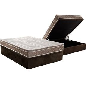 Cama Box Baú Casal: Colchão Ortopédico Paropas D33 Confort Ultra Firme + Base CRC Suede Brown (138x188)