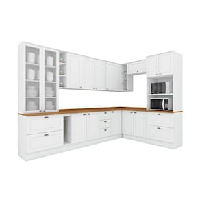 Kit de Cozinha Completa 14 Peças Americana 1 (4Aéreos+4Balcões+2Paneleiros+4Complementos) C5P58 Branco - Henn