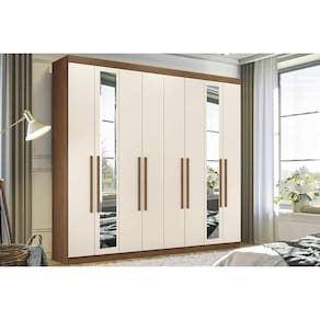 Guarda Roupa 8 Portas (2 c/ Espelho) e 4 Gavetas Master New 8.4 Jatobá/Areia - Santos Andirá