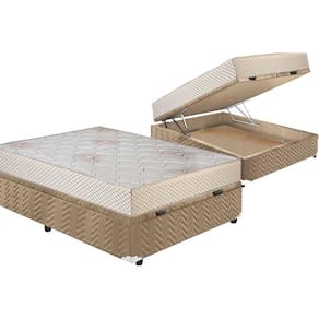 Cama Box Baú Casal: Colchão Molas Ensacadas Polar Superlastic Safira + Base CRC Suede Clean (138x188)