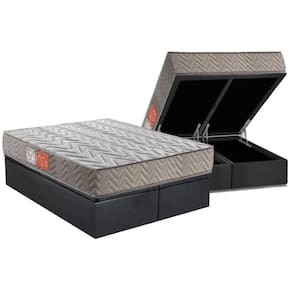 Conjunto Box Baú Queen: Colchão Espuma Paropas D45 Pasquale Gray + Base CRC Suede Gray (158x198)