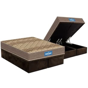 Conjunto Box Baú King: Colchão Espuma Probel D33 Guarda Costas Brown + Base CRC Suede Brown (193x203)