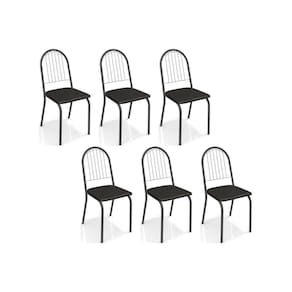 Cadeira de Cozinha Noruega C077 Kit 6 Un Preto Fosco/Courano Preto 110 - Kappesberg