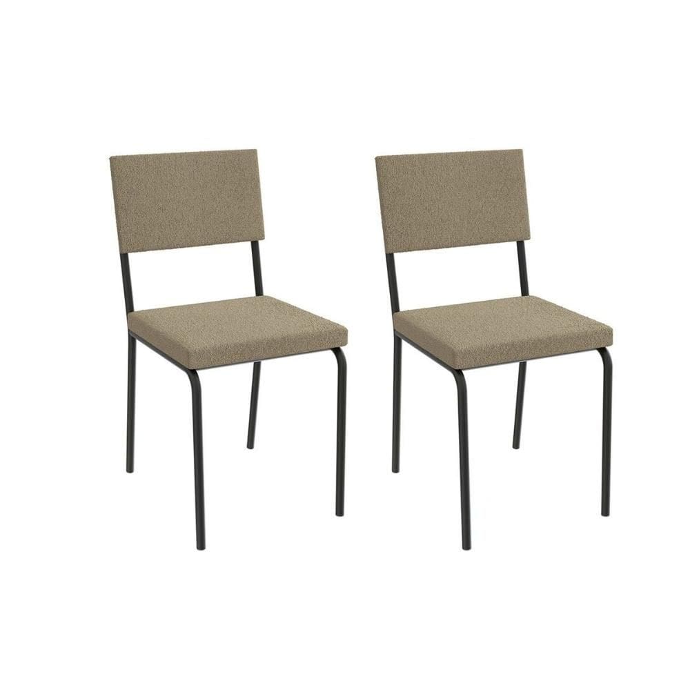 Cadeira de Cozinha Zaria 2C128 Aço Kit 2 Uni Preto/Boucle Bege - Kappesberg