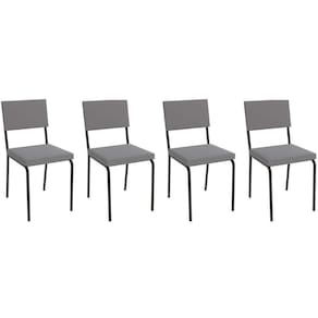 Cadeira de Cozinha Zaria 2C128 Kit 4 Un Preto Fosco/Cinza A050 Suede Suede - Kappesberg