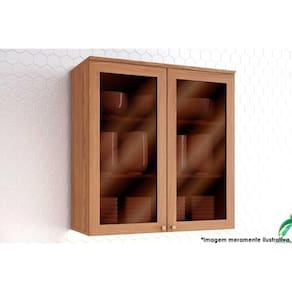 Armário de Cozinha Modulado Requinte c/ 2 Portas c/ Vidro Reflecta 80cm Nature - Henn