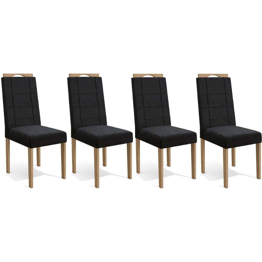 Cadeira de Cozinha 2CAD150EA Kit 4 Un Eucalipto/Suede Preto A038 - Kappesberg