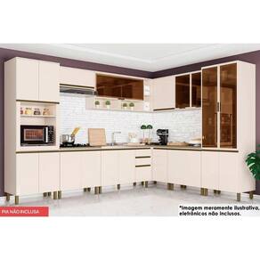 Cozinha Modulada Henn Connect 13 Peças (4Aéreos+4Balcões+2Paneleiros+3Complementos) C5P83 Off White-Henn