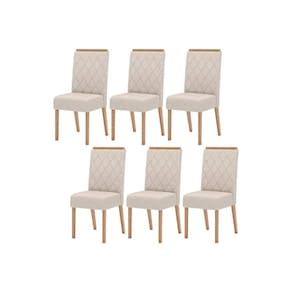 Kit 6 Cadeiras Sala Jantar Nina 6 Un Nature/Suede Light Linho - Henn