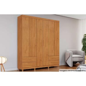 Guarda Roupa 6 Portas e 4 Gavetas c/ Pés Canadá Plus Cinamomo - Conquista