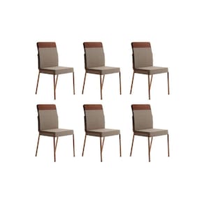 Cadeira de Cozinha Duo 1739 Kit 6 Uni Rose/Linho Areia/Courano Caramelo - Carraro