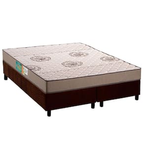 Conjunto Box Queen: Colchão Espuma Polar D33 Pérola Clean + Base CRC Suede Brown (158x198)