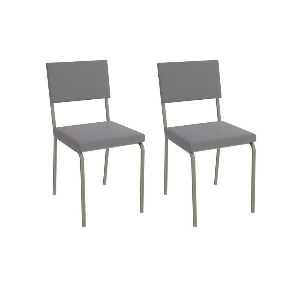 Cadeira de Cozinha Zaria 2C128 Aço Kit 2 Uni Niquel/Suede Cinza - Kappesberg