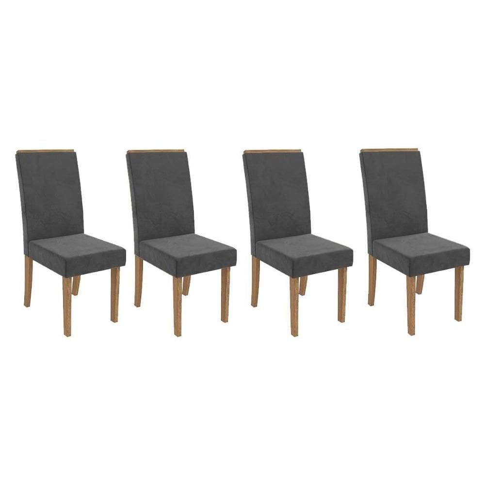 Cadeira de Cozinha 2CAD142NG Kit 4 Un Nogueira/Suede Cinza Titanio A050 - Kappesberg