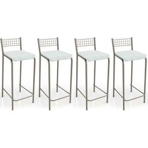 Banqueta de Cozinha Gênova B705 Kit 4 Un Niquel/Branco 106 - Kappesberg