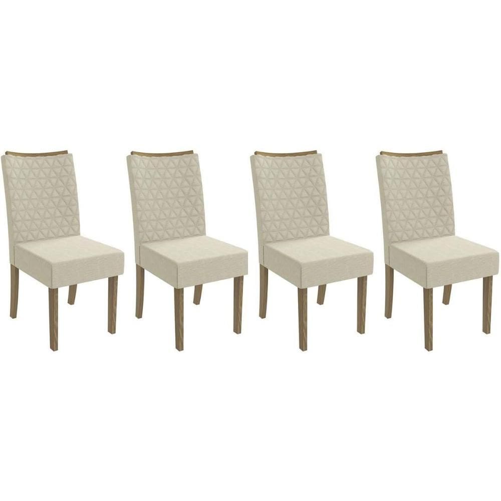 Cadeira de Cozinha 2CAD129NG Kit 4 Un Nogueira/Linho Bege A019 - Kappesberg