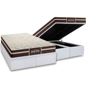 Cama Box Baú Queen: Colchão Anatômico Probel Guarda Costas Extra Firme + Base CRC Courano White (158x198)