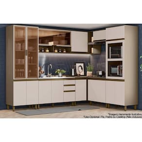 Kit de Cozinha Completa 10 Peças Connect (3Aéreos+3Balcões+2Paneleiros+2Complementos) C6P07 Duna/Cristal - Henn