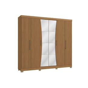 Guarda Roupa 6 Portas (2 c/ Espelho) e 3 Gavetas c/ Pés CB1PM556 Canela - Kappesberg