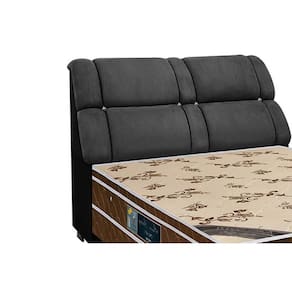 Painel de Cama Box Estofada Casal Imperador Suede Cinza/Negro - Simbal