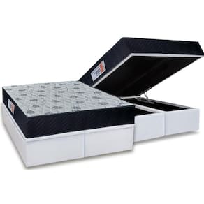 Cama Box Baú Queen: Colchão Anatômico Orthoflex Foggia Sogni Unic Face + Base CRC Courano White (158x198)