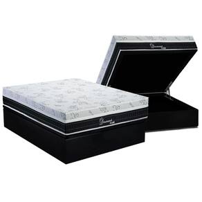 Conjunto Box Baú Casal: Colchão Molas Polar Superlastic Diamond + Base CRC Suede Black (138x188)