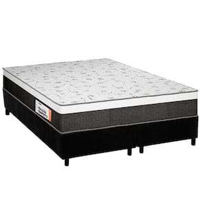 Conjunto Box Queen: Colchão Espuma Plumatex D28 Anatômico Falcon Ultra Firme + Base CRC Suede Black (158x198)