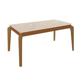 Mesa p/ Cozinha Petra c/ Tampo Madeirado c/ Vidro 100x200cm Carvalho/Off White/Vidro Off White - Kappesberg