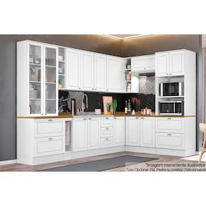 Cozinha Modulada Henn Americana 13 Peças (4Aéreos+4Balcões+2Paneleiros+3Complementos) C5P59 Branco-Henn