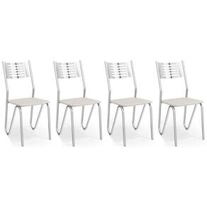 Cadeira de Cozinha Nápoles 2C045 Kit 4 Un Cromada/Branco 106 - Kappesberg