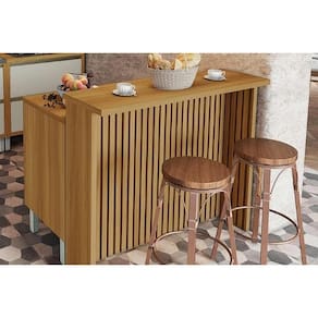 Balcão Ilha Cozinha Gourmet Rainha c/ 1 Porta e 4 Gavetas 120cm Freijó - Nesher