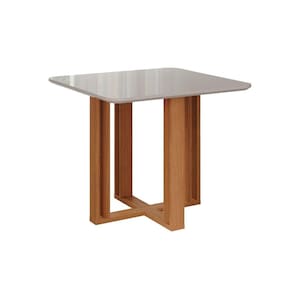 Mesa p/ Cozinha Flora c/ Tampo Madeirado c/ Vidro 95x95cm Nature/Off White - Cimol
