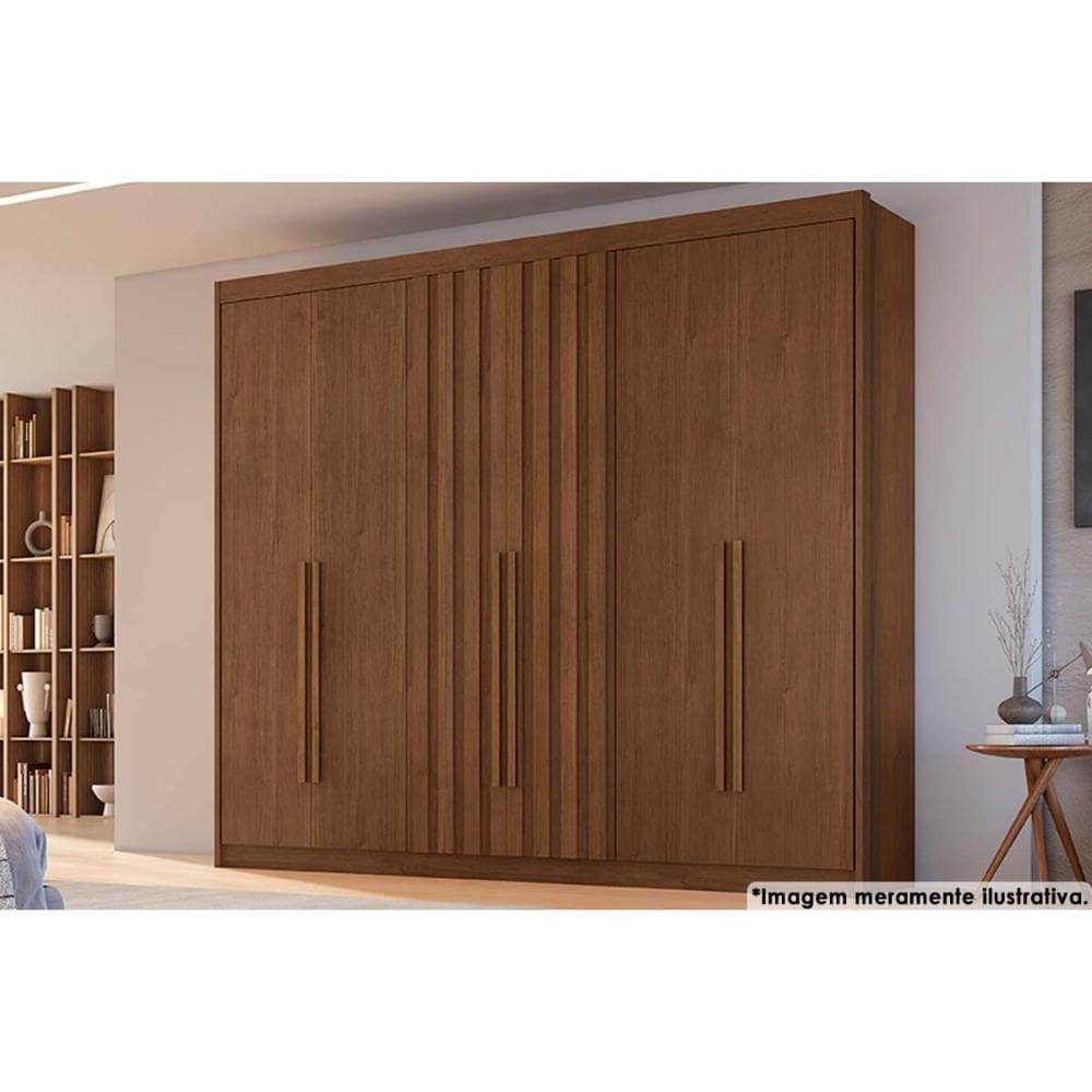 Guarda Roupa 6 Portas (2 Ripadas) e 6 Gavetas Atenas Cacau - Conquista
